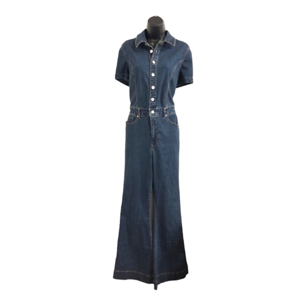Jessica Simpson blue denim flare leg Cammie ventura denim Jumpsuit size 5 new - Picture 9 of 16